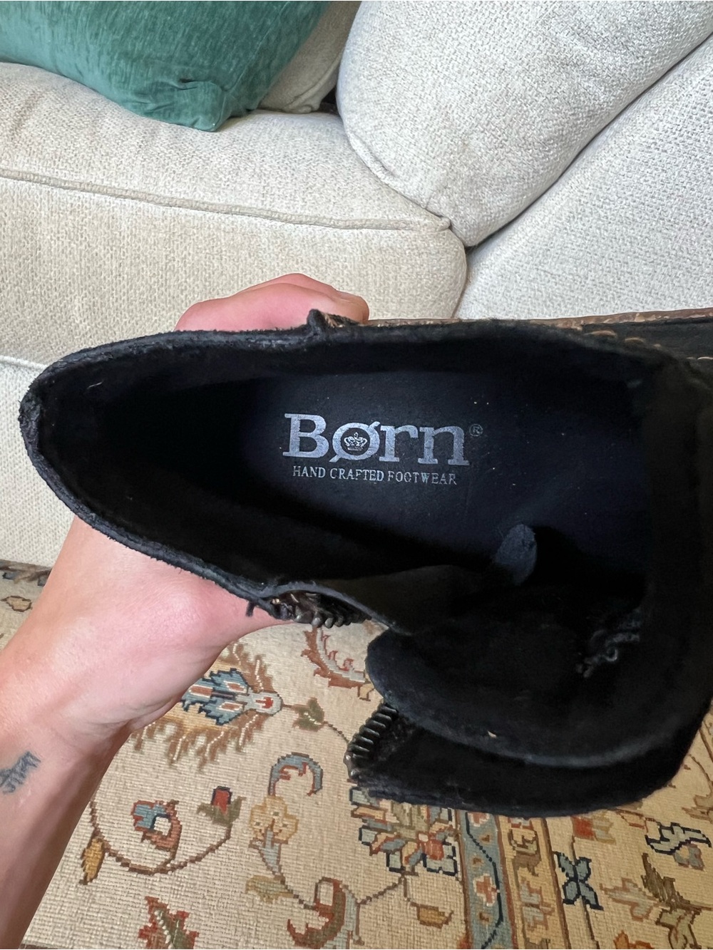 Born Sienna Distressed Black Leather Lace-Up Ankle Boots Women’s Size 7.5 - Picture 7 of 8